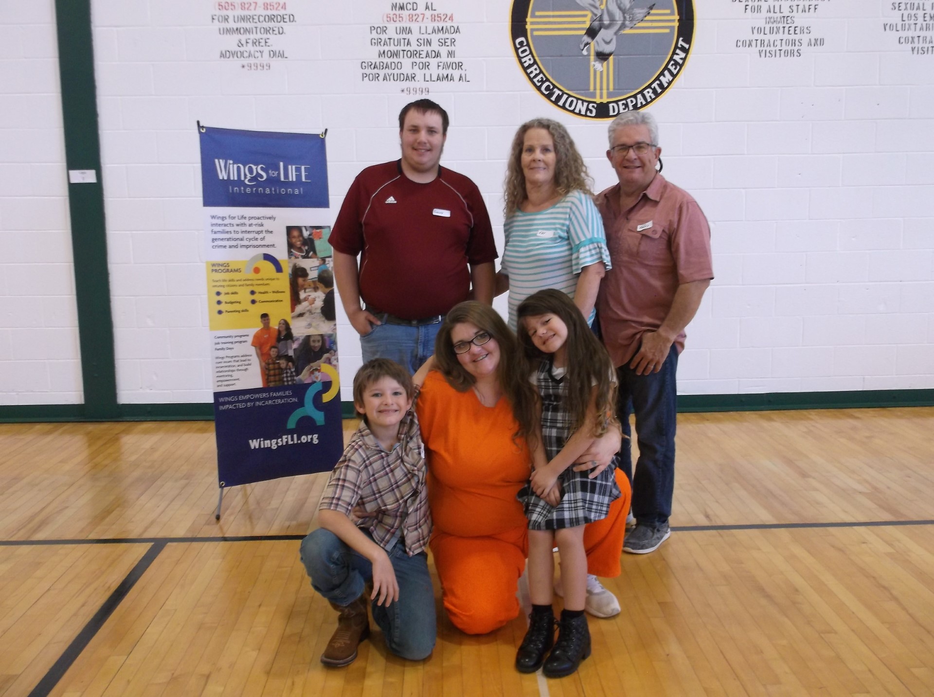 An inmate reunited with her family