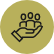 Hand holding people icon