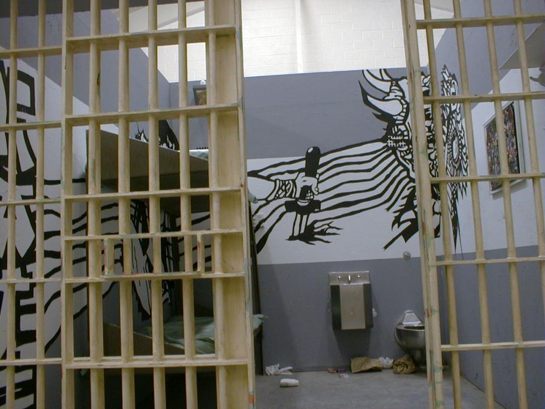 Interior of a prison cell at Old Main